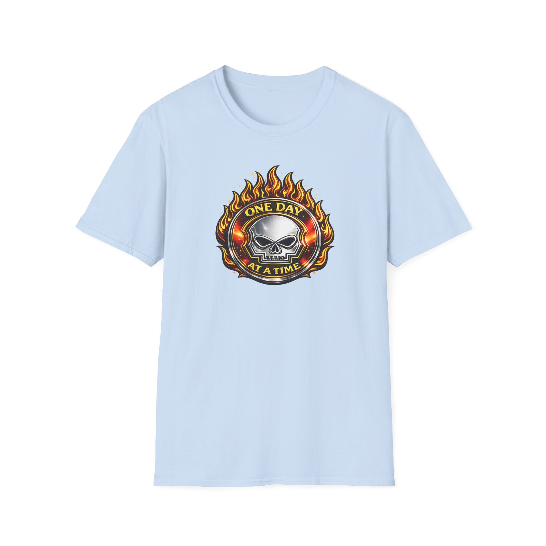 🔥 One Day at a Time Skull Flame Recovery Tee 🔥 – DPR Recovery Tee
