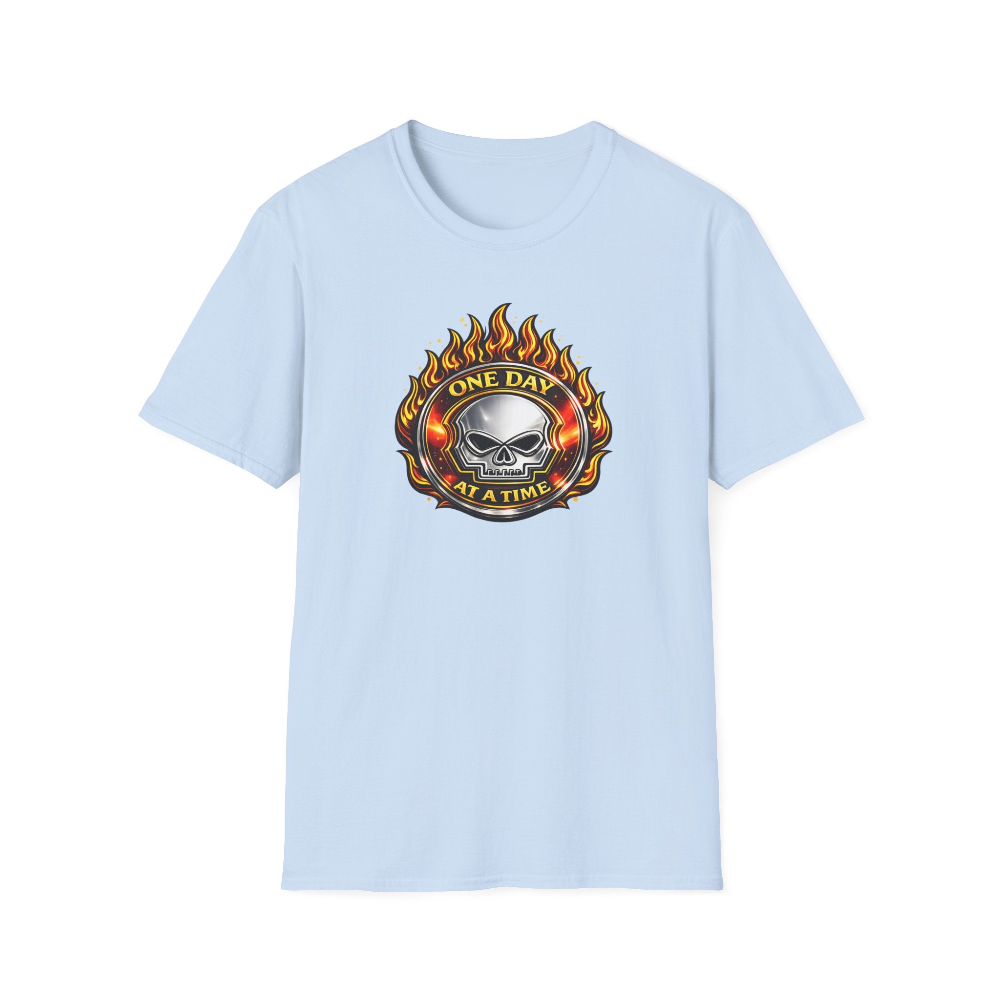 🔥 One Day at a Time Skull Flame Recovery Tee 🔥