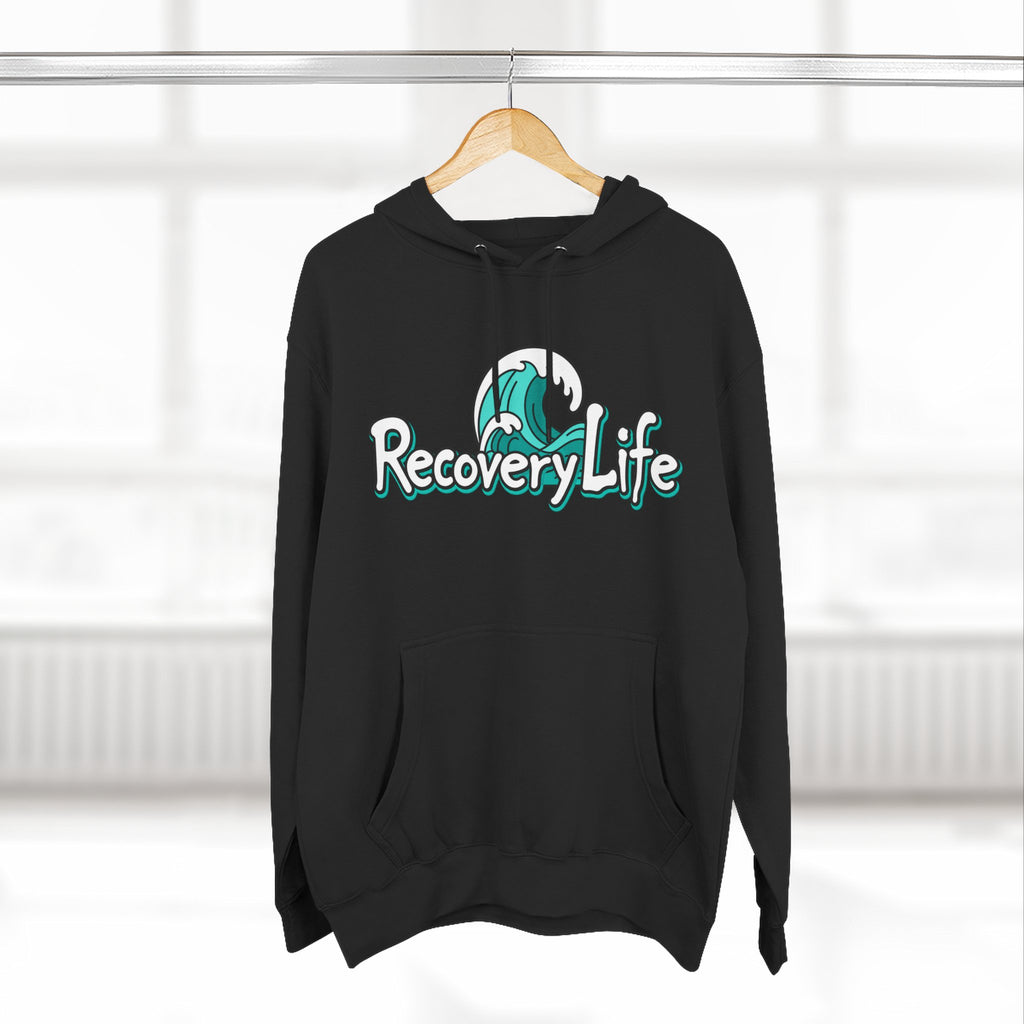Recovery Life Wave Hoodie – Ocean-Inspired Sobriety & Addiction Recovery Sweatshirt