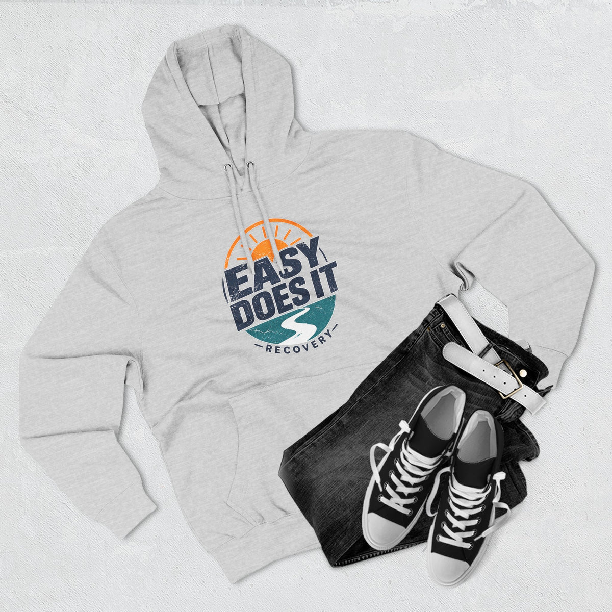 Easy Does It Recovery Hoodie – Vintage Sobriety Shirt | AA Inspirational Recovery Tee