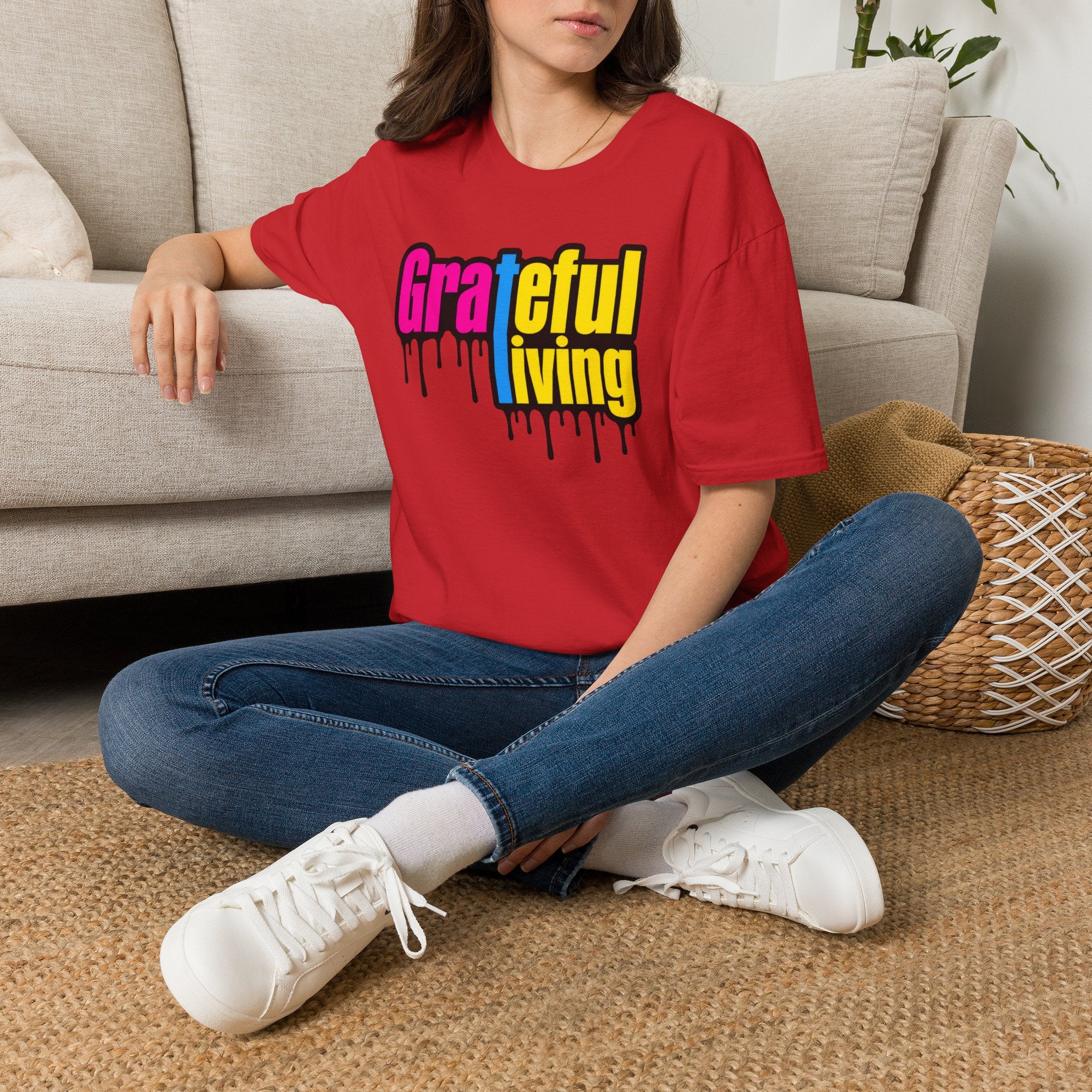 Grateful Living – Neon Drip Recovery Tee