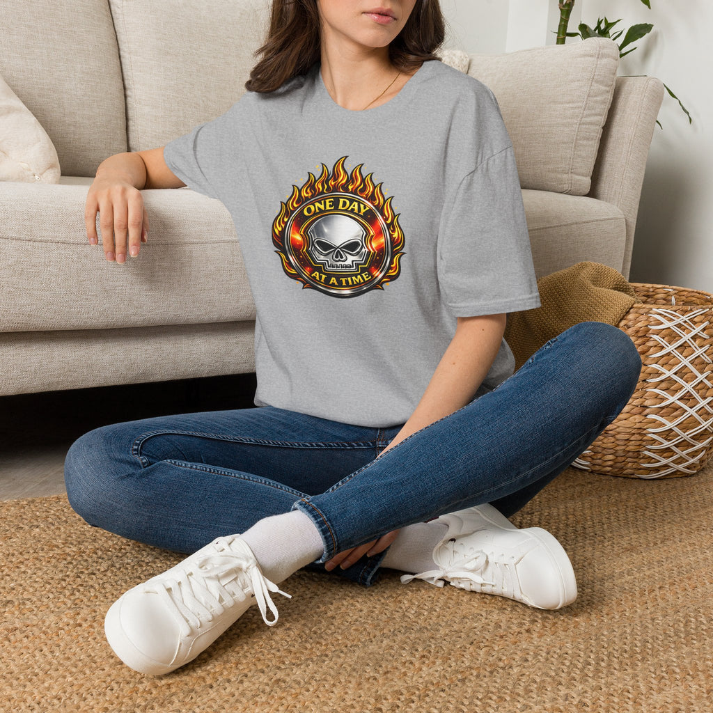 🔥 One Day at a Time Skull Flame Recovery Tee 🔥