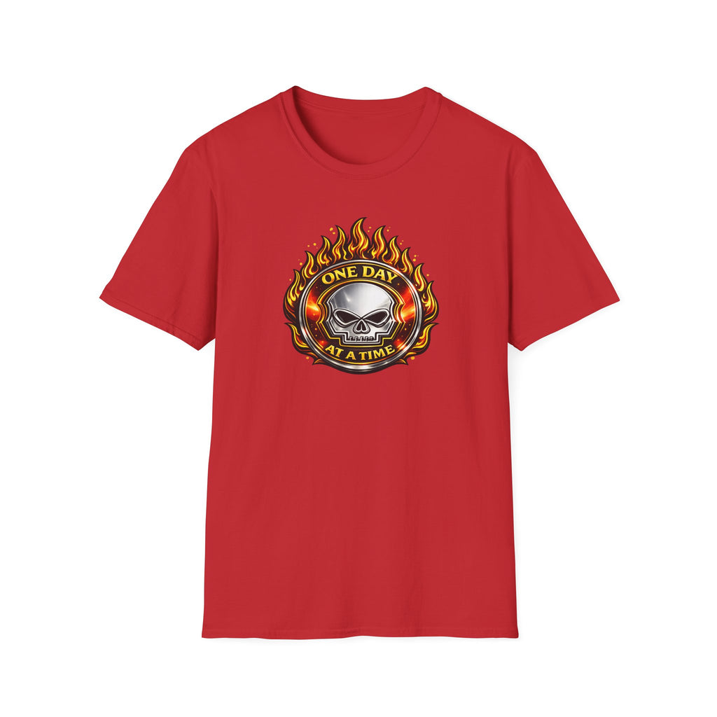 🔥 One Day at a Time Skull Flame Recovery Tee 🔥