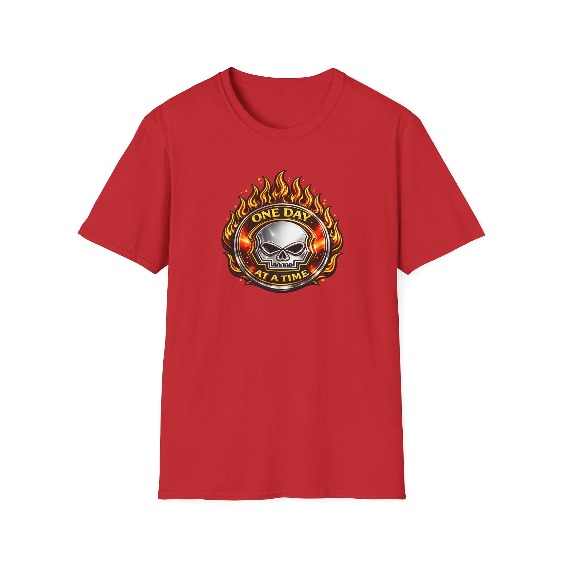 🔥 One Day at a Time Skull Flame Recovery Tee 🔥 – DPR Recovery Tee
