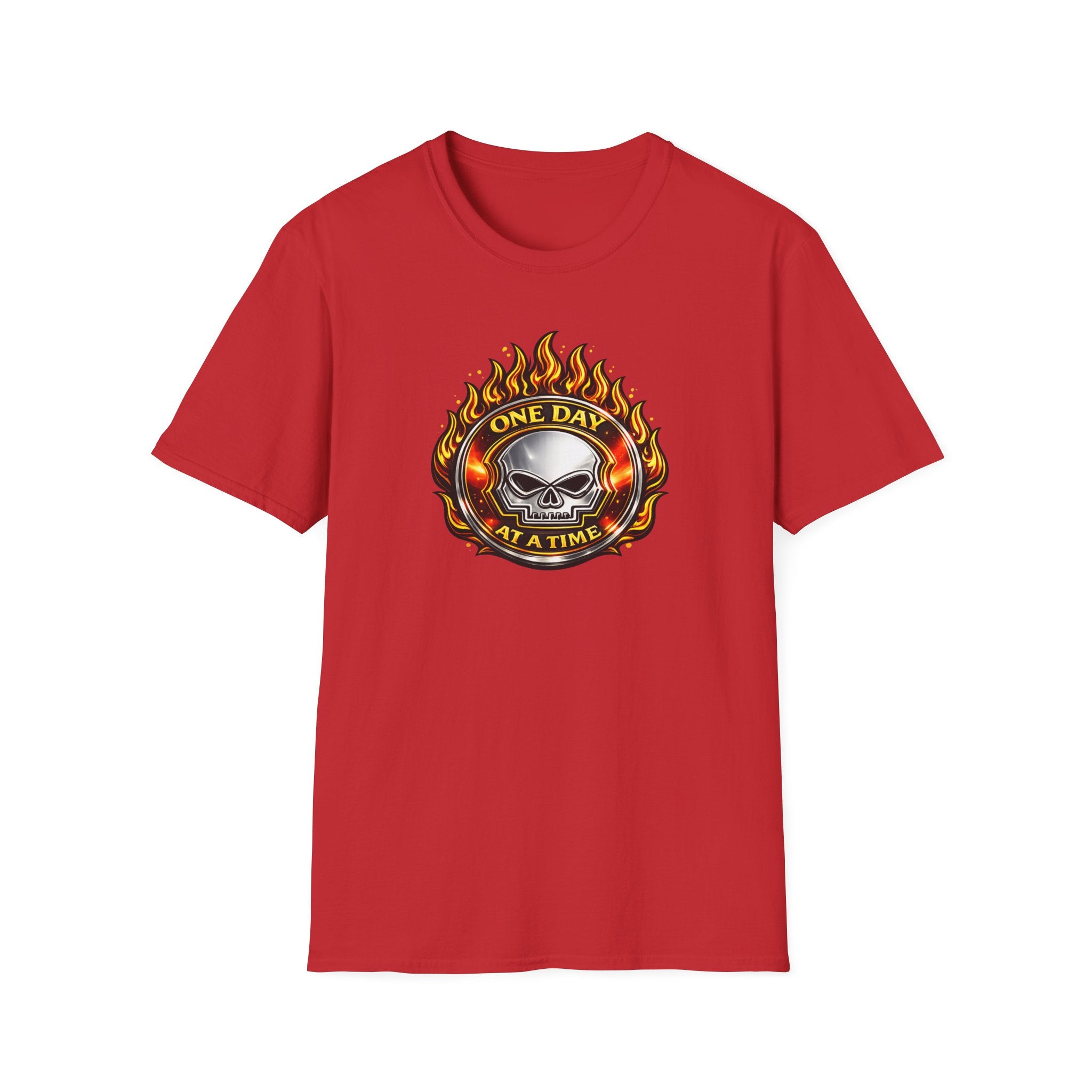 🔥 One Day at a Time Skull Flame Recovery Tee 🔥