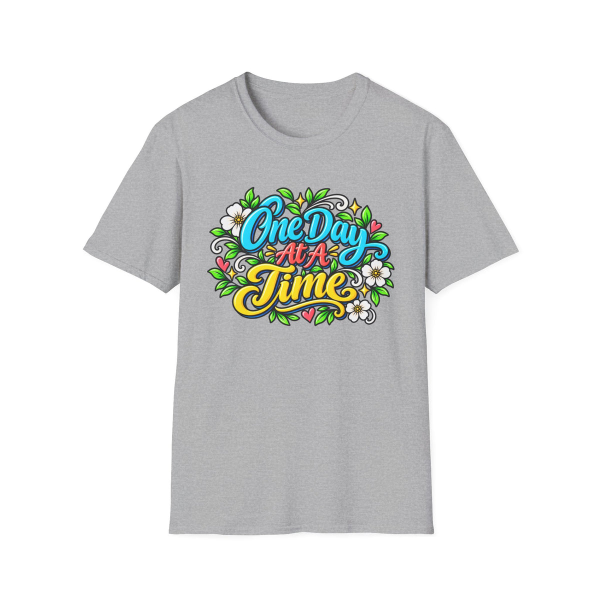 One Day At A Time Sober Floral Tee