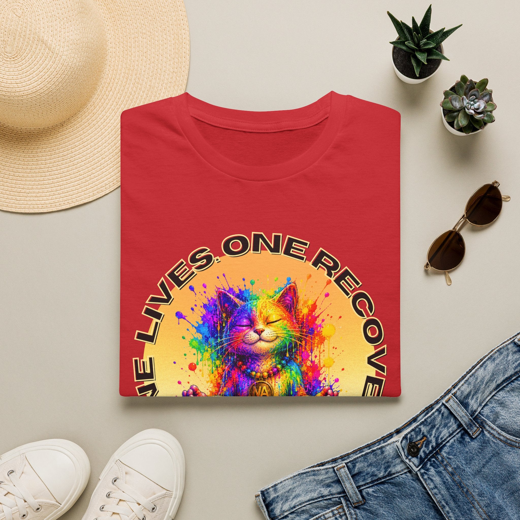 Nine Lives, One Recovery – Meditation Cat Recovery Tee