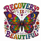 Recovery Is Beautiful Butterfly Tee – front view | DPR Recovery Tees