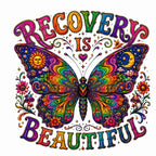 Recovery Is Beautiful Butterfly Tee – front view | DPR Recovery Tees