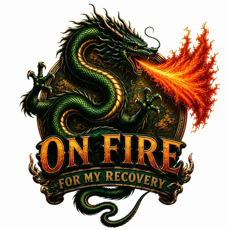 On Fire for My Recovery Dragon Tee – front view | DPR Recovery Tees